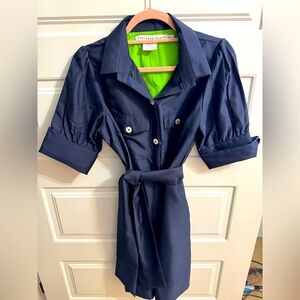 Gretchen Scott Designs Navy Dress with Green Lining